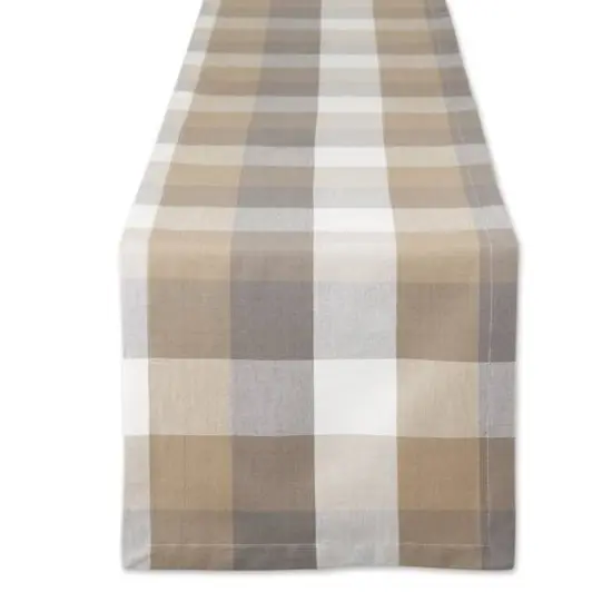 DII&reg; 72" Tri-Color Check Table Runner Stone {1}