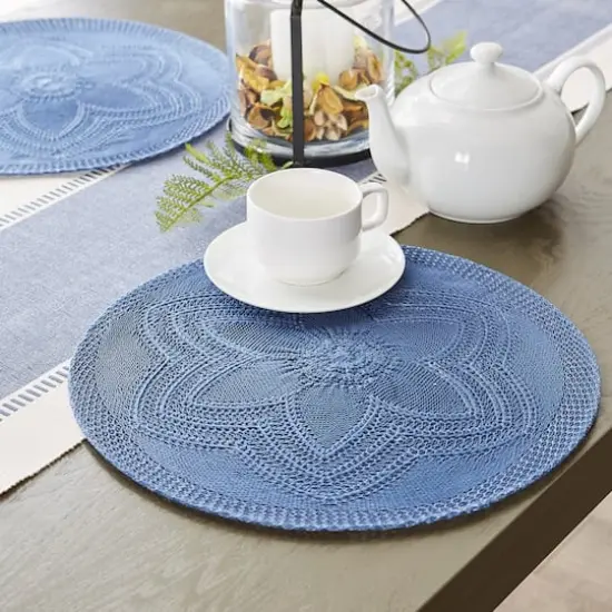 DII&reg; Woven Round Placemats, 6ct. French Blue {4}