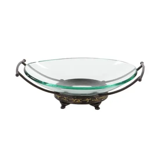 Gold Glass and Metal Traditional Serving Bowl, 5" x 17" x 11" {3}