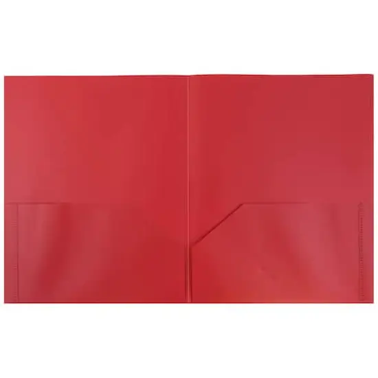 JAM Paper 9.5" x 11.5" Plastic 2 Pocket School POP Folders, 6ct. Red {4}