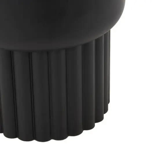 18.75" Black Metal Ribbed Side End Accent Table with White Marble Tabletop {9}