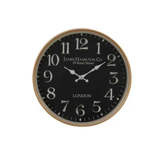 16" Black Metal Traditional Wall Clock {1}