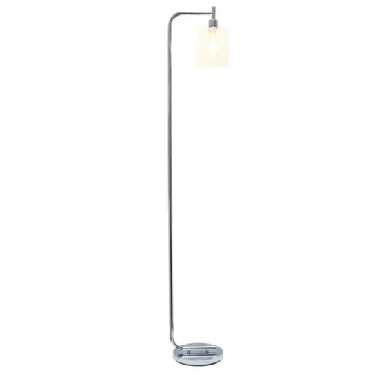 Simple Designs&trade; Iron Lantern Floor Lamp with Glass Shade Chrome {3}