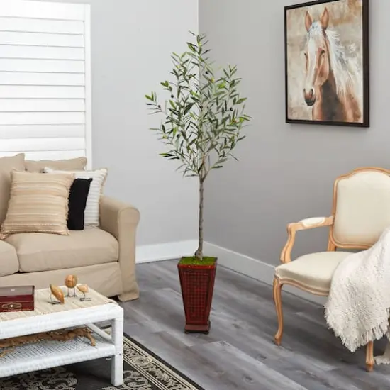6ft. Olive Artificial Tree in Decorative Planter {5}