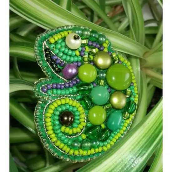 Crystal Art Beadwork Kit For Creating Broоch Chameleon {6}