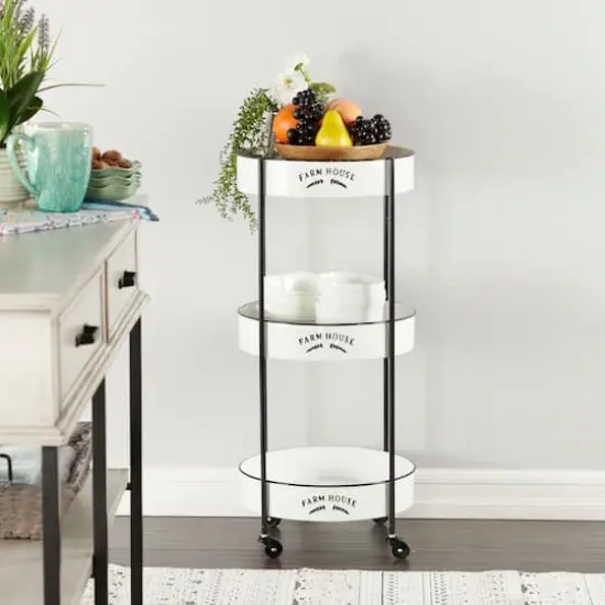 White Farmhouse Metal Storage Cart {8}