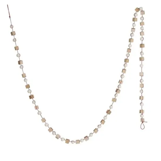 Hello Honey&reg; 6ft. Paulownia Wood Mixed Shapes Beads & Red String Garland {1}