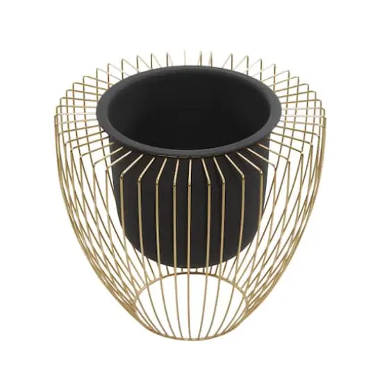 Black & Gold Metal Contemporary Planter Set {3}