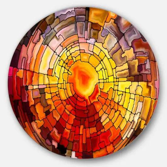 Designart - Return of Stained Glass' Contemporary Metal Circle Wall Art {1}