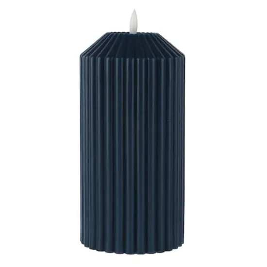 8" Ribbed Wax LED Pillar Candle by Ashland&reg; Blue {1}