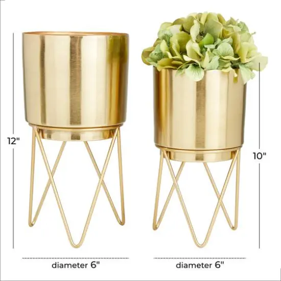 Gold Modern Planter, Set of 2" 6", 6" {7}