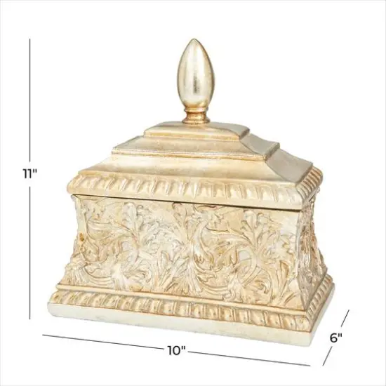11" Gold Square Traditional Decorative Jar {9}