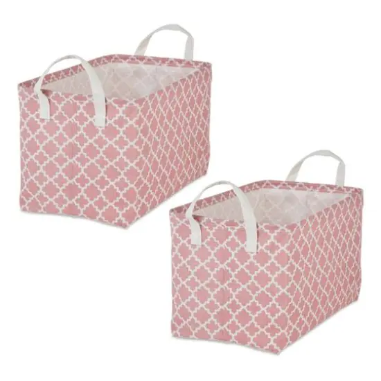 DII&reg; Large Lattice PE-Coated Cotton Polyester Laundry Bin, 2ct. Rose {1}