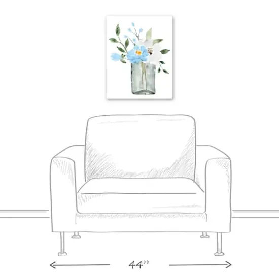 Bright Blue Floral Vase16" x 20" Canvas Wall Art {6}
