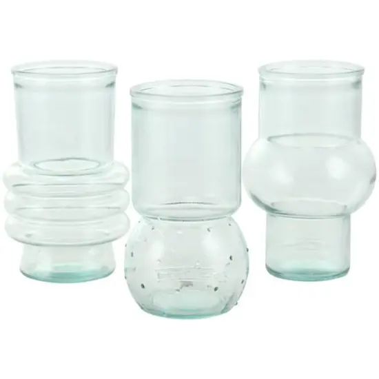 Clear Small Bubble Ribbed Recycled Glass Vase Set {14}