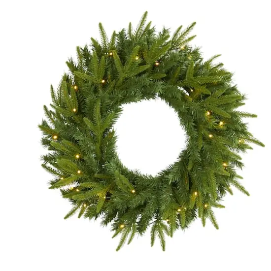 24" LED Long Pine Artificial Christmas Wreath {1}