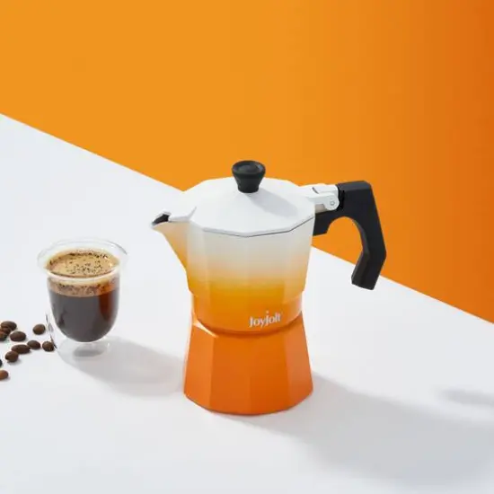 JoyJolt&reg; Italian Moka Pot 6 Cup Stovetop Aluminum Espresso Maker Orange {7}