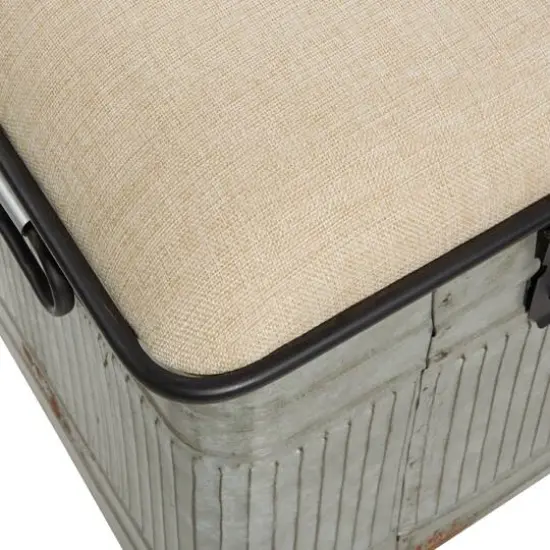 Grey Iron & Fabric Farmhouse Bench {10}