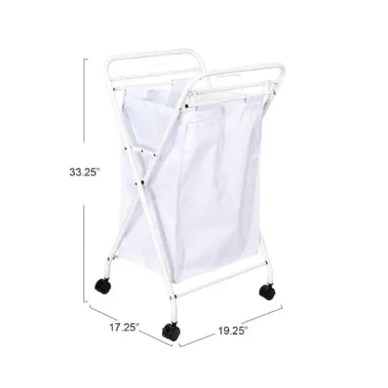 Household Essentials Rolling Laundry Hamper White {6}