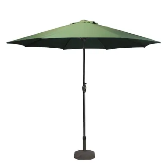 9 ft. Hunter Green & Black Outdoor Patio Market Umbrella {1}