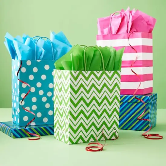 10" Dots & Chevron Paper Bag Value Pack by Celebrate It&trade; {3}