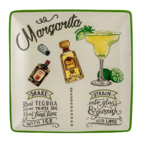 Hello Honey&reg; 6" Cocktail Recipe Design Stoneware Plate Set {7}