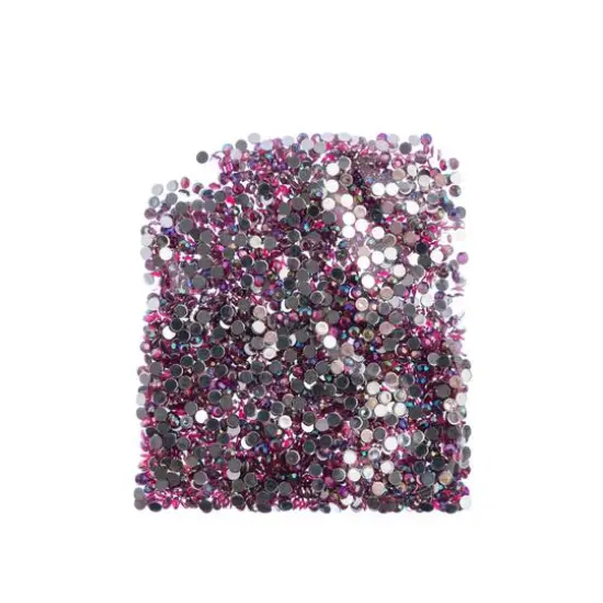John Bead Acrylic Round Flat Back Rhinestones, 4mm Fuchsia AB {4}