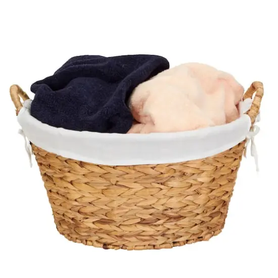 Household Essentials 12.5" Round Wicker Laundry Basket with Handles Natural {7}