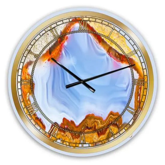 Designart Bohemian Blue & Gold Gemstone Modern Wall Clock {1}