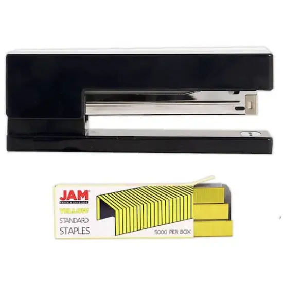 JAM Paper Desk Stapler & Staples Set Black/Yellow {1}