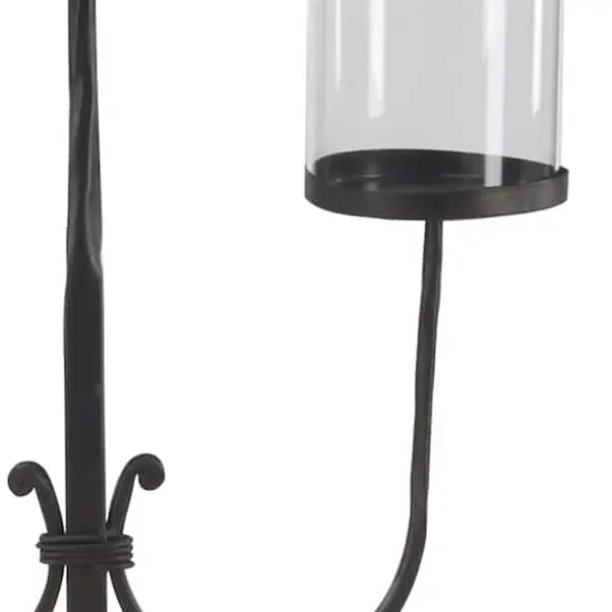 Traditional Black Metal and Glass 3-Light Candelabra, 28" x 15" x 12" {5}