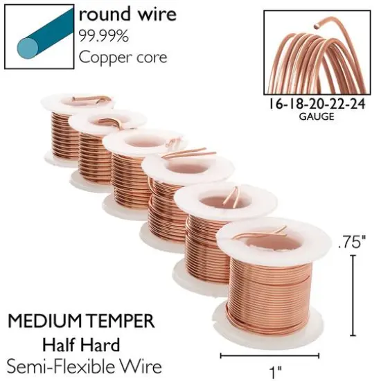 The Beadsmith&reg; Wire&trade; Elements Lacquered Tarnish-Resistant Wire Set Copper {6}