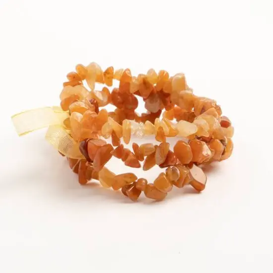 John Bead Peach Aventurine 3-Strand Chip Bead Bracelet with Bow {4}