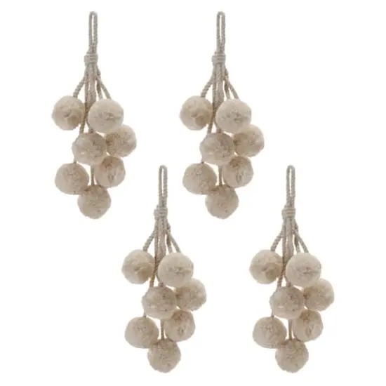 14.5" Pom Pom Cluster Drop Ornaments, 4ct. Beige {1}