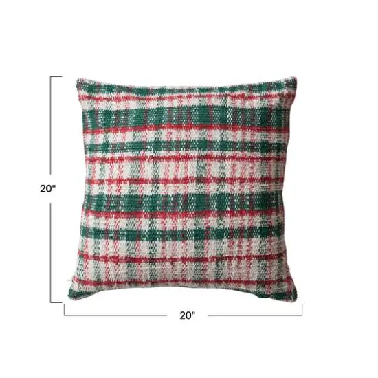 Hello Honey&reg; 20" Red & Green Plaid Woven Throw Pillow {5}