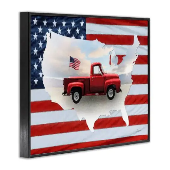 Stupell Industries Farmhouse American Flag Framed Giclee Art Black {4}