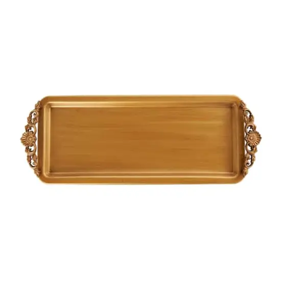 24" Bronze Brushed Metal Tray with Antique Scroll Handles {5}