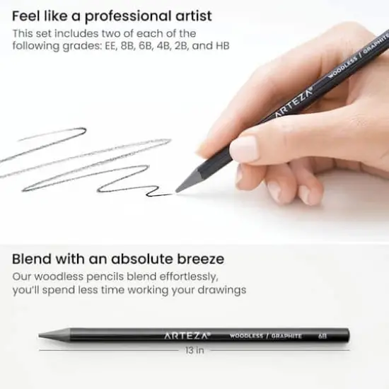 Arteza&reg; 12 Piece Woodless Graphite Pencils {4}