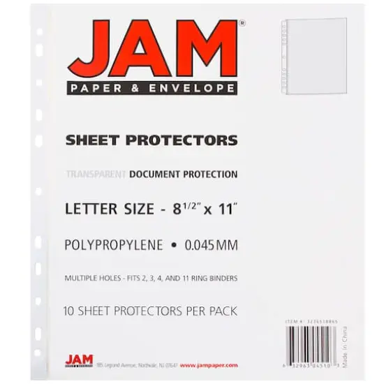 JAM Paper 8.5" x 11" Clear Sheet Protectors, 10ct. {3}
