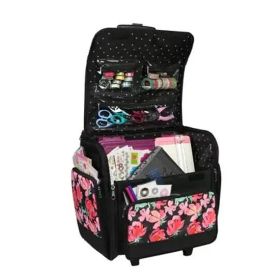 Everything Mary Black Quilted Deluxe Rolling Papercraft Craft Case {7}