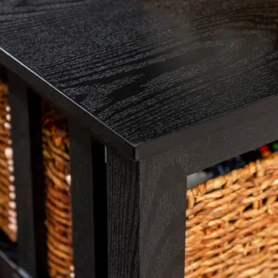 Walker Edison 40" Black Mission Storage Coffee Table with Baskets {7}