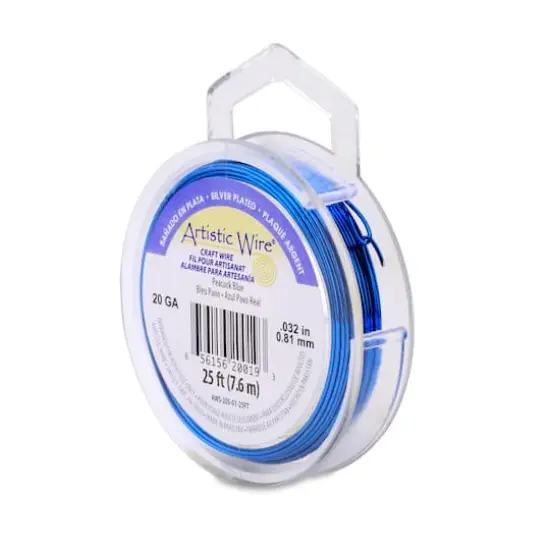 Artistic Wire&reg; 20 Gauge Silver Plated Tarnish Resistant Colored Copper Craft Wire, 25ft. Peacock Blue {1}