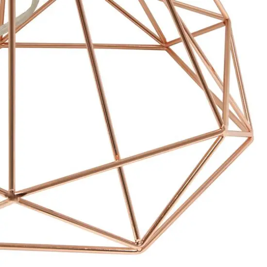 Lalia Home 23.5" Geometric Wired Table Lamp with Fabric Shade Rose Gold {8}