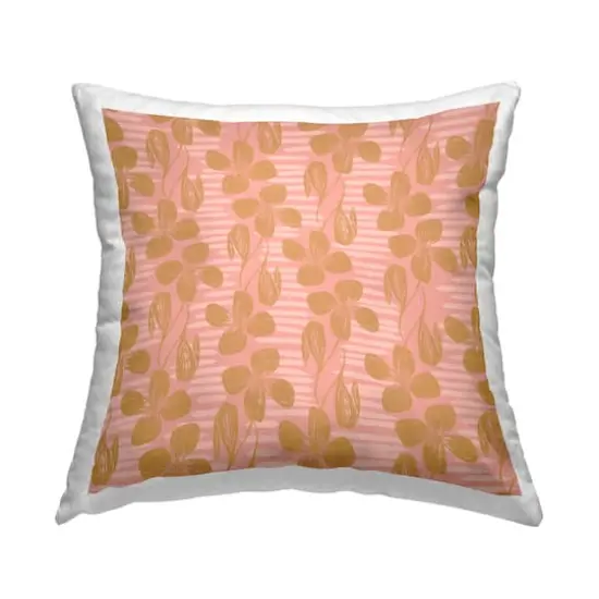 Stupell Industries Casual Flower Petals Pink Stripes Pattern Throw Pillow, 18" x 18" {1}