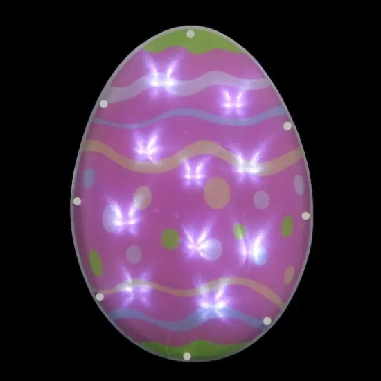 14" Pink & Green LED Lighted Easter Egg Window Silhouette {3}