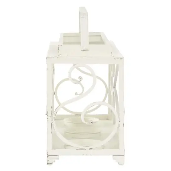 24" White Iron Vintage Candlestick Holder {3}