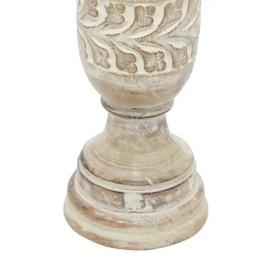 Beige Mango Wood Country Cottage Candle Holder Set {4}