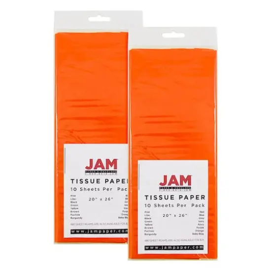 JAM Paper 20" x 26" Tissue Paper, 2 Packs of 10 Sheets Orange {1}