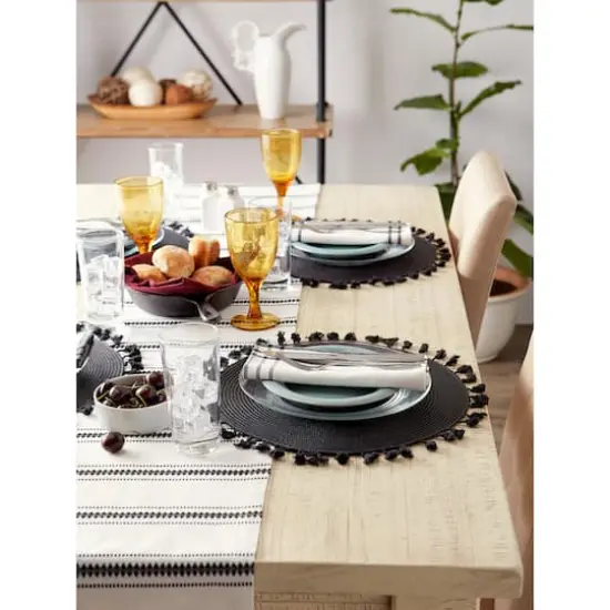 DII&reg; Tassel Fringe Woven Round Placemats, 6ct. Black {4}