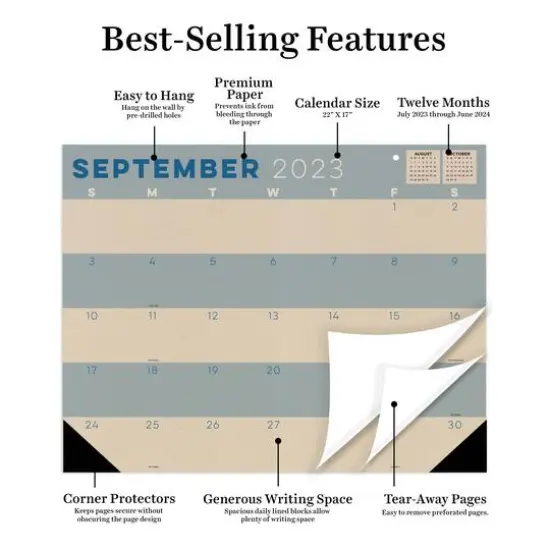 TF Publishing 2023 - 2024 Kraft Large Desk Pad Monthly Blotter Calendar {4}